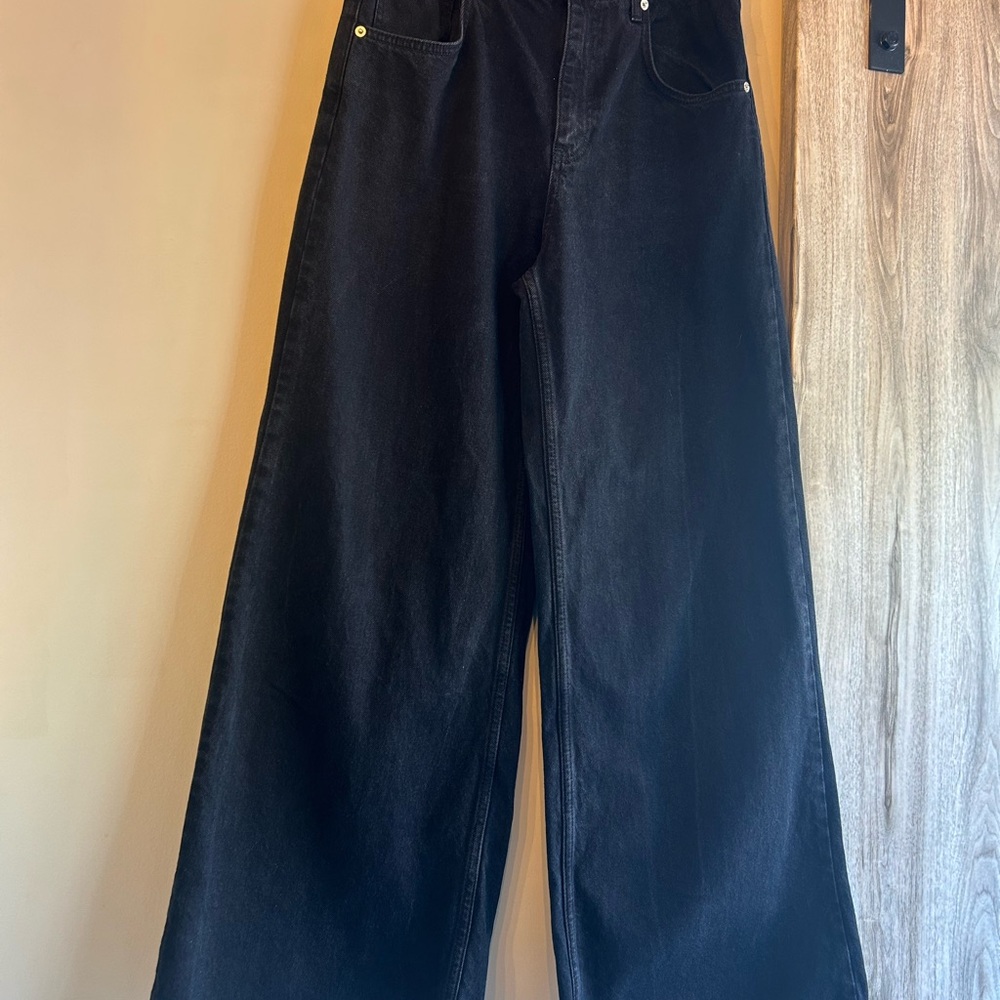 Mango black Denim flaires leg pants